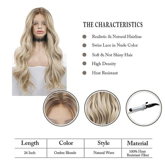 Ombre Blonde Wavy Lace Wigs - Picture 3 of 5
